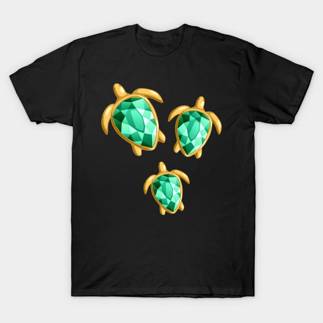 Three Emerald Turtles T-Shirt by funfun